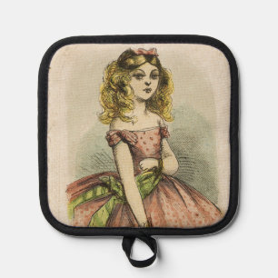 Retro Romantic Valentine's Day Card, 19th century Pot Holder