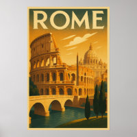 Retro Rome, Italy in Vintage Art Deco Style Travel