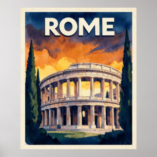 Retro Rome Travel Poster