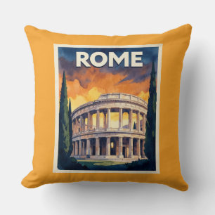  Retro Rome Travel Poster Cushion
