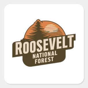 Retro Roosevelt National Forest Square Sticker