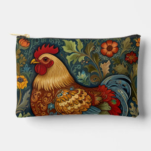 Retro rooster boho chic country chicken  accessory pouch