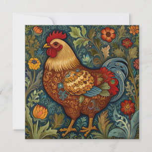 Retro rooster boho chic country chicken  card