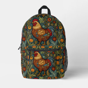 Retro rooster boho chic country chicken  printed backpack