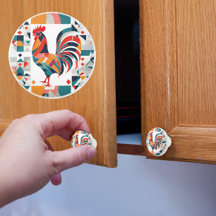 Retro Rooster Ceramic Knob