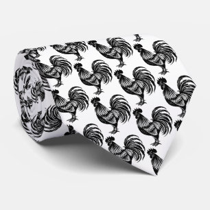 Retro Rooster Silhouette Farm   Tie