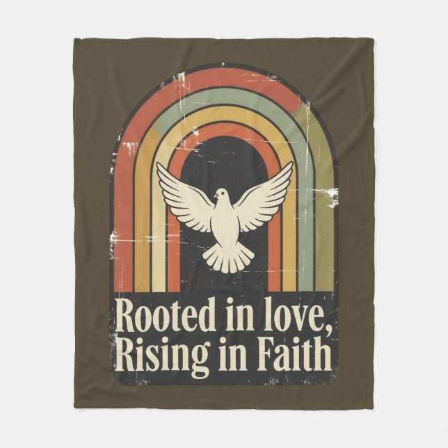 Retro rooted and rising faith design fleece blanket (Front)