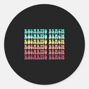 Retro rosarito beach bff trip summer surfing classic round sticker