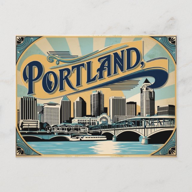 Retro Rose City Vintage Portland Charm Postcard (Front)