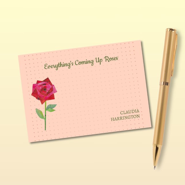 Retro Rose Cute Funny Motivational Home Office Post-it Notes (These peach-toned notes feature my big bold retro rose and "Everything's Coming Up Roses.")