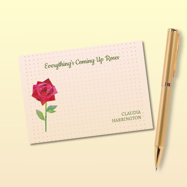 Retro Rose Pink Peach Motivational Home Office Post-it Notes (These notes pair a bold red rose, vintage-inspired, with cute stylish retro typography.)