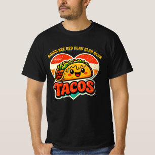 Retro Roses Are Red Blah Tacos Funny Valentine T-Shirt