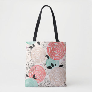 Retro, roses tote bag