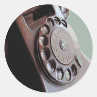 Retro Rotary Dial Phone Vintage Design Classic Round Sticker