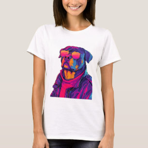 Retro Rottweiler � 80s Neon Vibe Dog T-Shirt