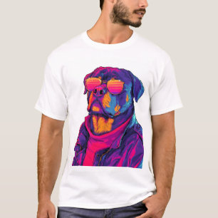 Retro Rottweiler � 80s Neon Vibe Dog T-Shirt