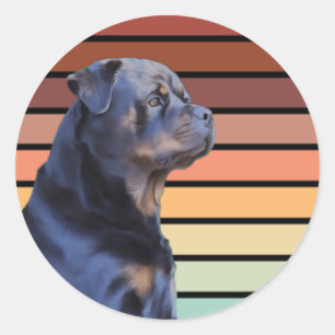 Retro Rottweiler Classic Round Sticker