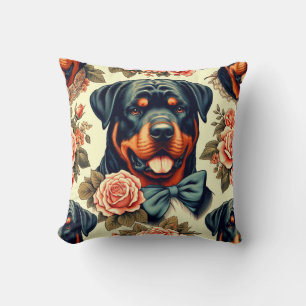 Retro Rottweiler Illustration Cushion