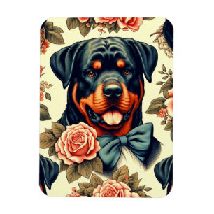 Retro Rottweiler Illustration Magnet