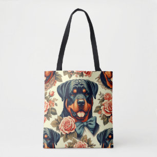 Retro Rottweiler Illustration Tote Bag