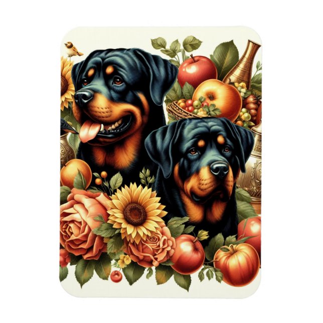 Retro Rottweiler Painting Magnet (Vertical)