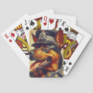 Retro Rottweiler Painting Playing Cards