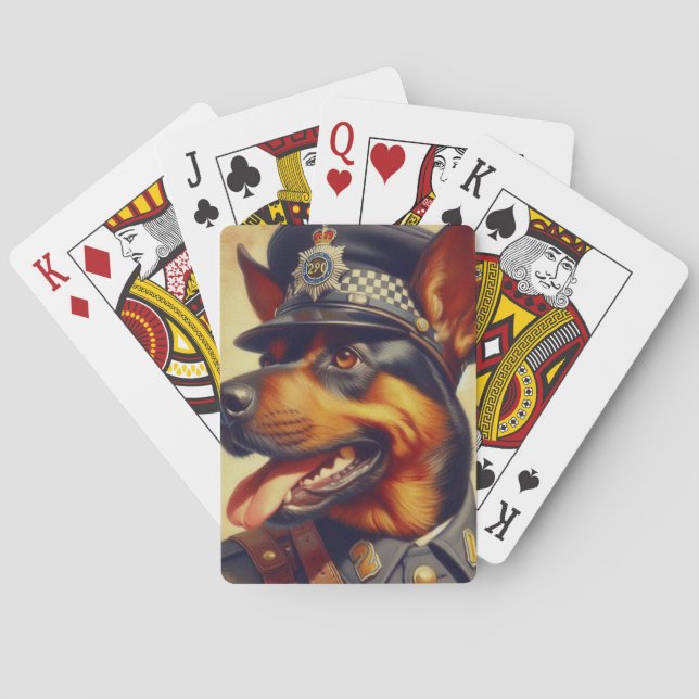 Retro Rottweiler Painting Playing Cards (Back)