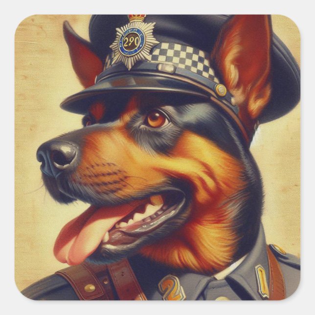 Retro Rottweiler Painting Square Sticker (Front)