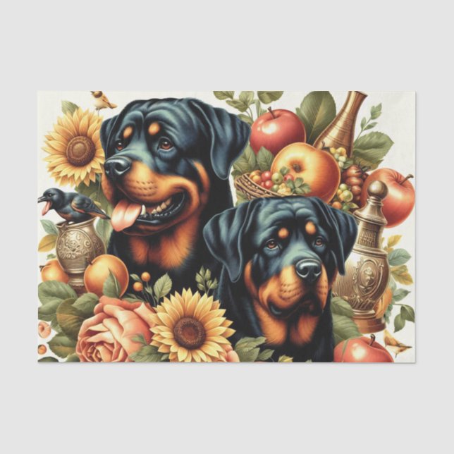 Retro Rottweiler Painting Tissue Paper (Front)