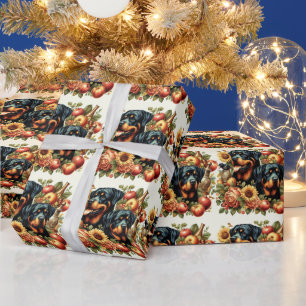 Retro Rottweiler Painting Wrapping Paper