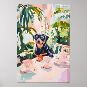 Retro Rottweiler Poster, Rottweiler Oil Painting Poster
