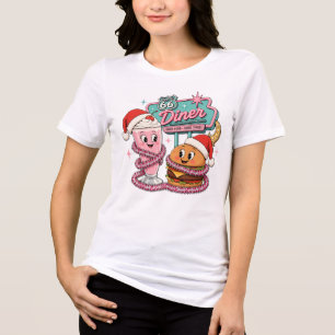 Retro Route 66 Christmas Diner Sweethearts Tri-Blend Shirt