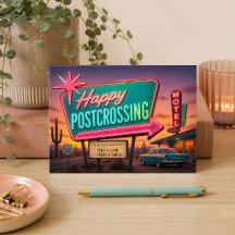 Retro Route 66 Happy Postcrossing Desert Motel