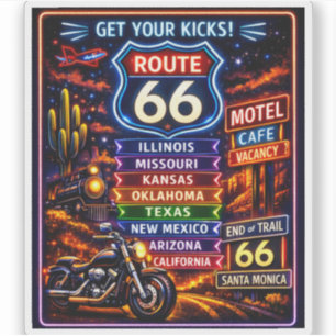 Retro Route 66 Neon Highway Traveller Souvenir