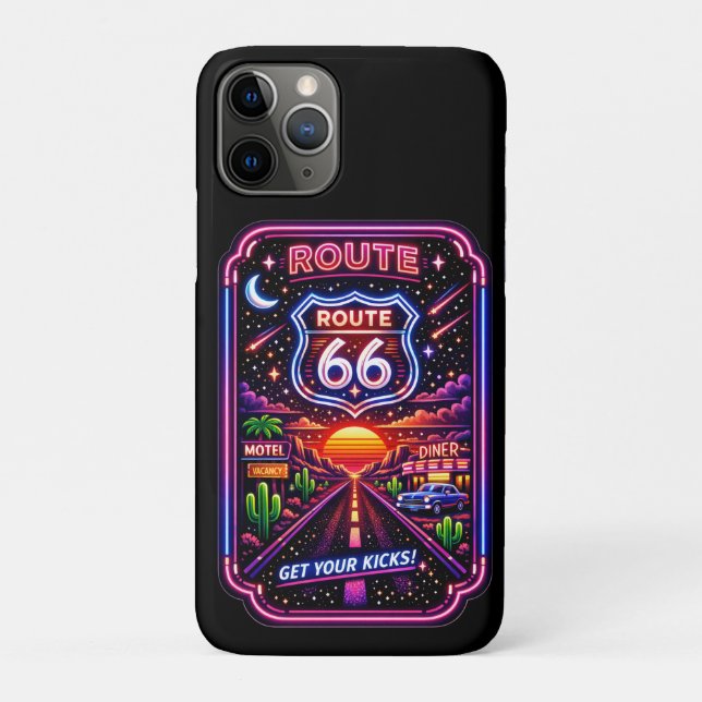 Retro Route 66 Neon Sunset Phone Accessory Case-Mate iPhone Case (Back)