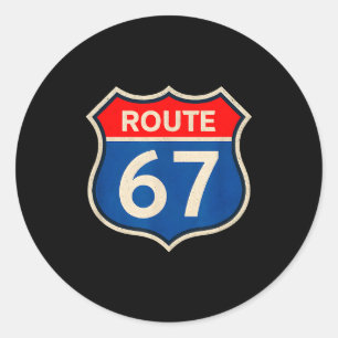 Retro Route 67 Meme Six Seven Aura Energy Number 6 Classic Round Sticker