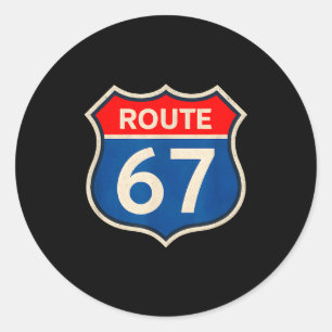 Retro Route 67 Meme Six Seven Aura Energy Number 6 Classic Round Sticker