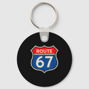 Retro Route 67 Meme Six Seven Aura Energy Number 6 Key Ring