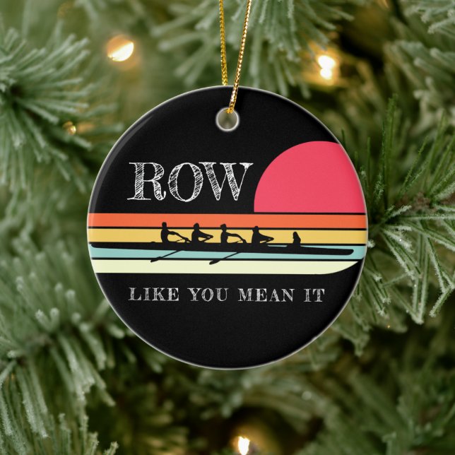 Retro Row Like You Mean It Black Ceramic Ornament (Tree)