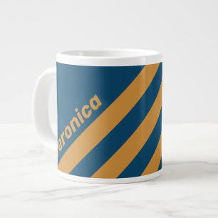 Retro Royal Gold Three Stripes with Name Large Coffee Mug