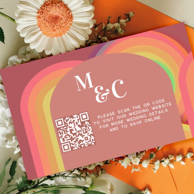 Retro RSVP with QR Code Enclosure Card (Creator Uploaded)