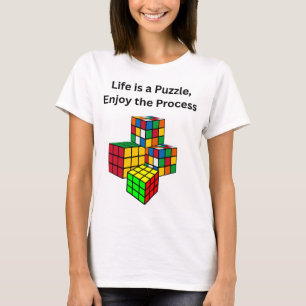 Retro Rubik's Puzzle Cube Graphic Design - Colorfu T-Shirt
