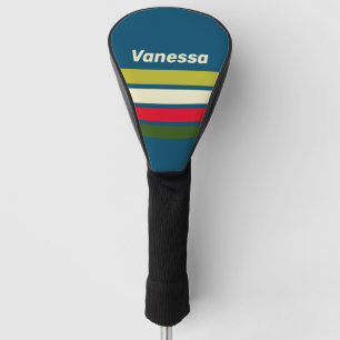 Retro Rugby Across Striping with Name Golf Head Cover