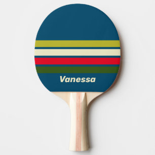Retro Rugby Across Striping with Name Ping Pong Paddle