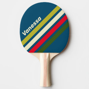 Retro Rugby Angled Striping with Name Ping Pong Paddle