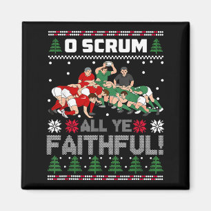 Retro Rugby O Scrum All Ye Faithful Ugly Merry Chr Magnet