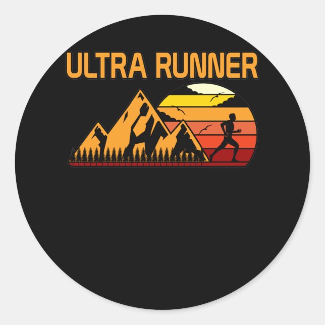 Retro Runner Half Marathon Running Lover Graphic Classic Round Sticker (Front)