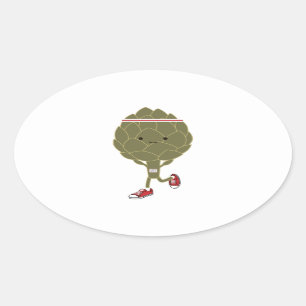Retro Running Artichoke Oval Sticker