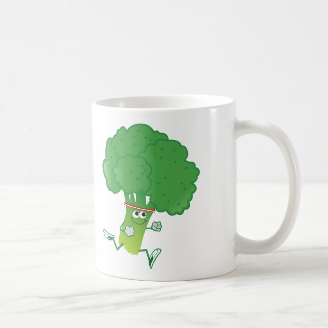 Retro Running Broccoli Coffee Mug (Right)