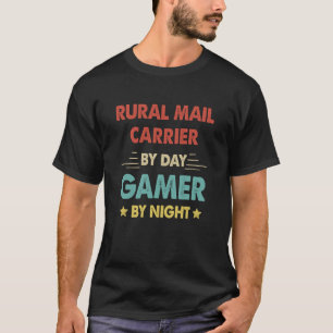 Retro Rural Mail Carrier By Day Gamer By Night T-Shirt